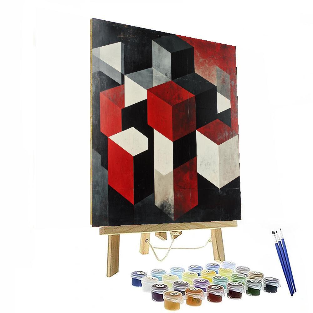 Kazimir Malevich Inspired Cubic Reflections  Painting Number Kit