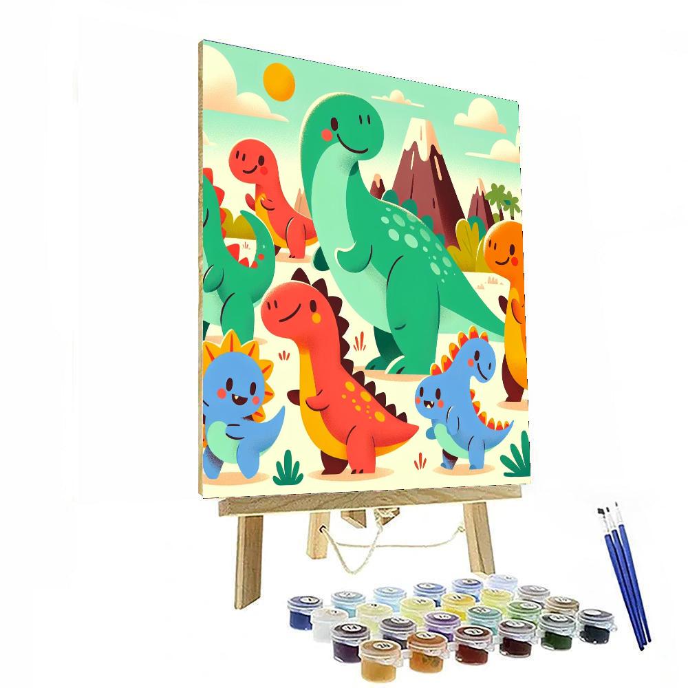 Funky Dinosaur Dance Number Painting