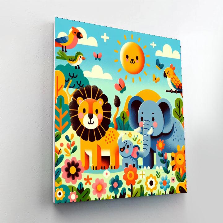 Rainbow Wildlife Adventure Paint By Numbers Art