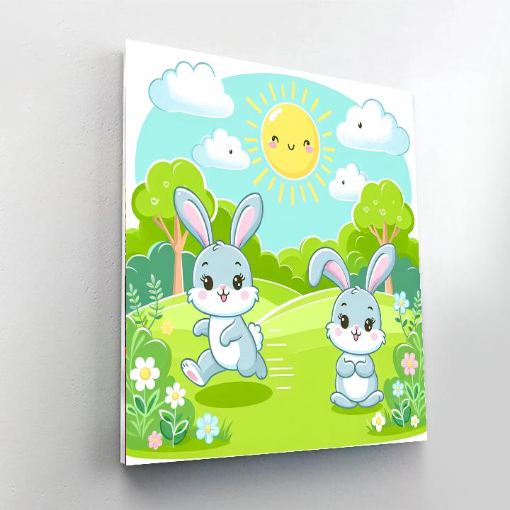 Sunny Day In The Meadow With Bunnies Paint By Numbers Kits