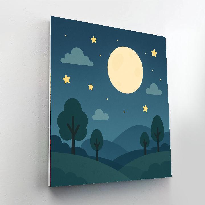 Peaceful Moonlit Night Paint By Color
