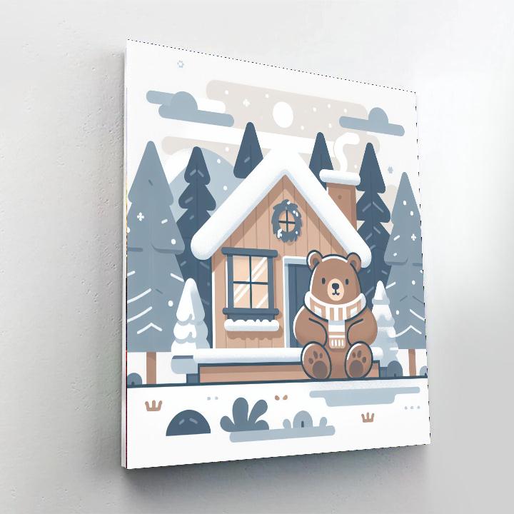 Cozy Bear's Winter Cabin Numbered Painting Kits