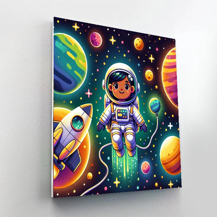 Brave Astronaut's Journey Paint By Numbers Art