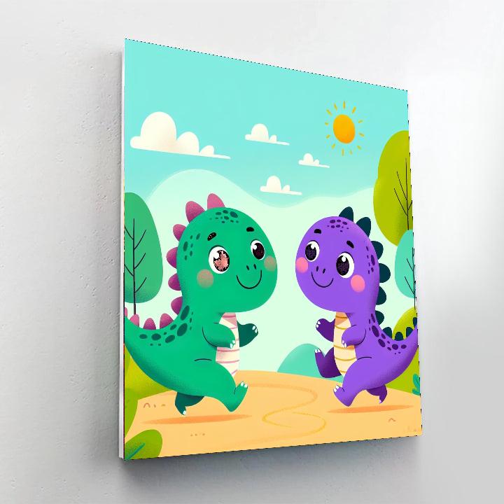 Playful Dinosaur Duo Numbered Painting Kits