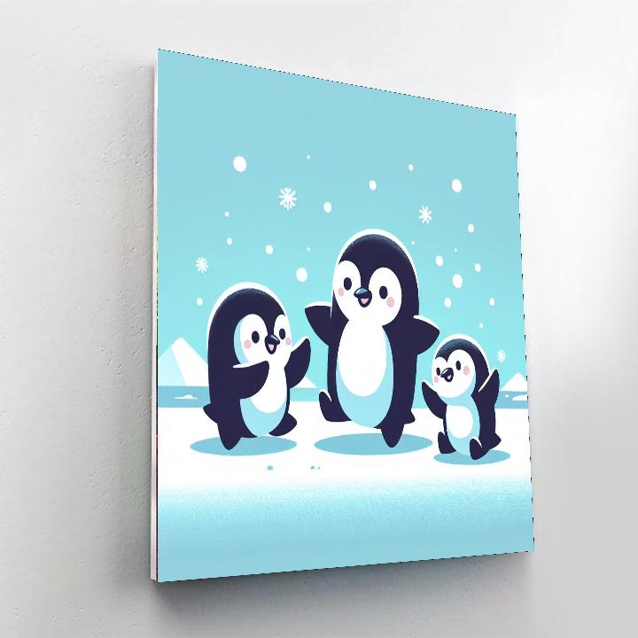 Petite Penguins' Playground Paint By Numbers Art
