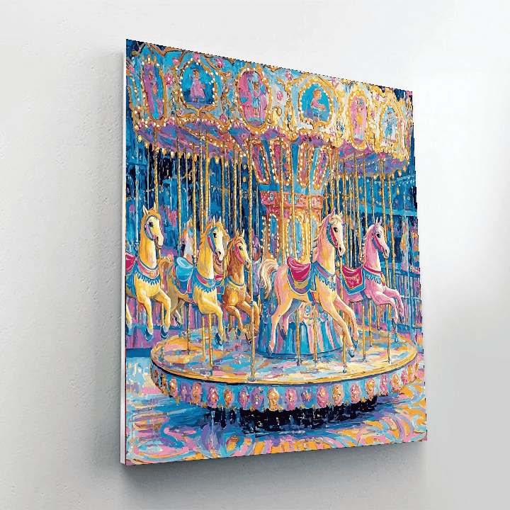 Mary Cassatt Inspired Colorful Vintage Carousel  Paint By Numbers Kits