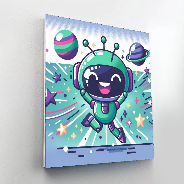 Bouncy Robot Alien Number Painting
