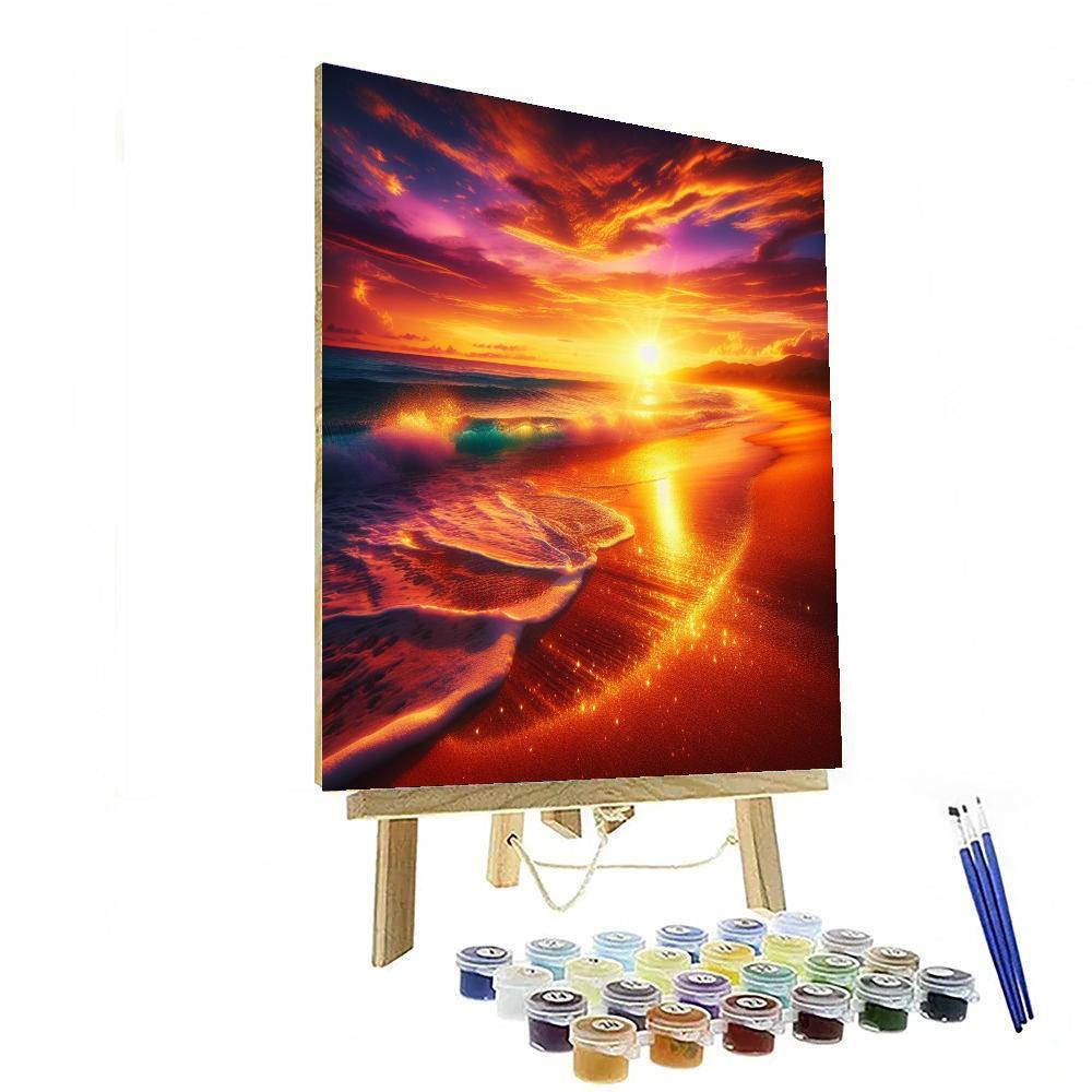 Vibrant Beach Sunset Painting By Numbers Kit