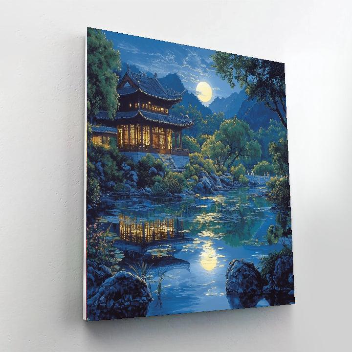 Zhao Mengfu Inspired Serenity In A Moonlit Pond  Paint By Color