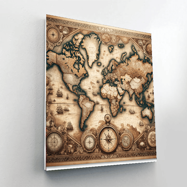 Vintage World Map - DIY Painting By Numbers Kit