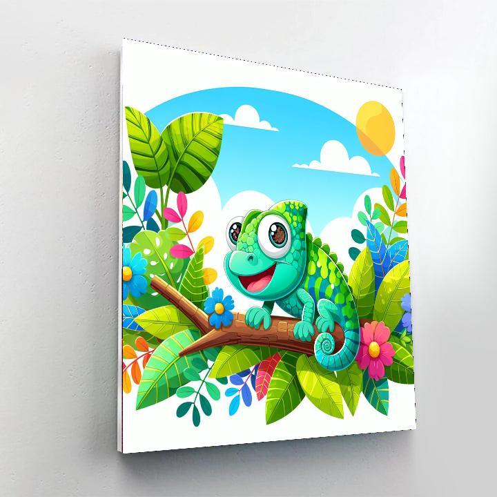 Lively Chameleon Paint By Numbers Art
