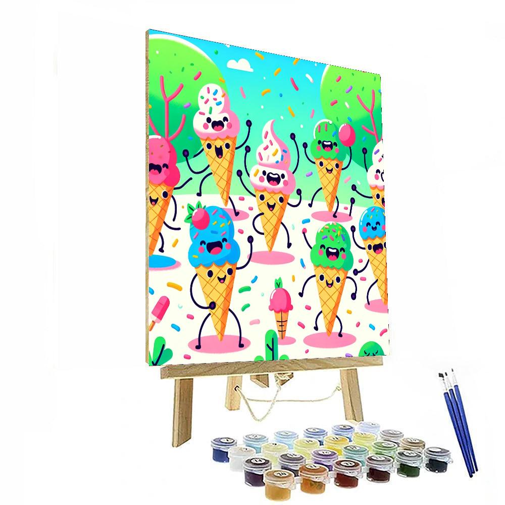 Dancing Ice Cream Cones Paint By Numbers Art