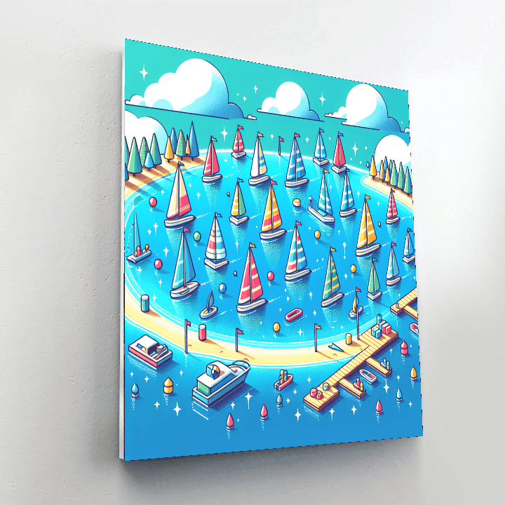 Colorful Seaside Regatta Paint By Numbers Kits