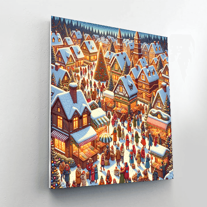 Winter Festival In The Village Painting By Numbers Kit