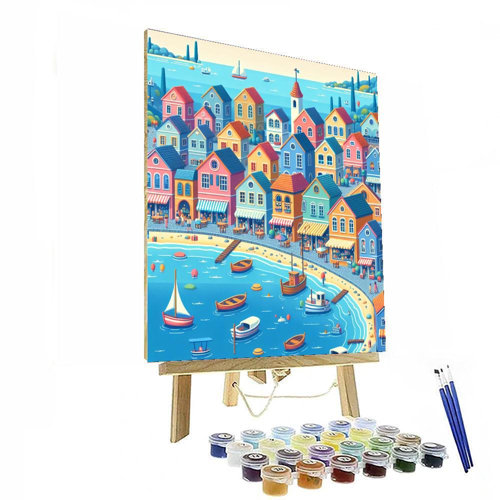 Colorful Seaside Town Numbered Painting Kits