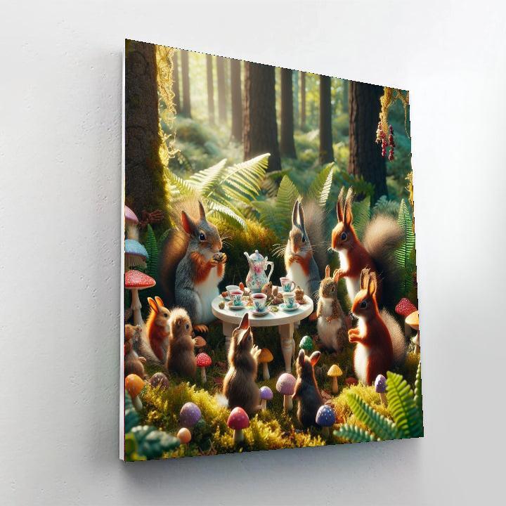 Charming Woodland Creatures' Tea Party Painting By Numbers Kit