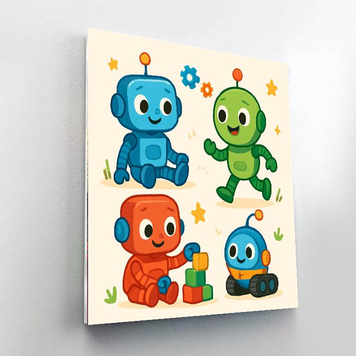 Charming Little Robots Numbered Painting Kits