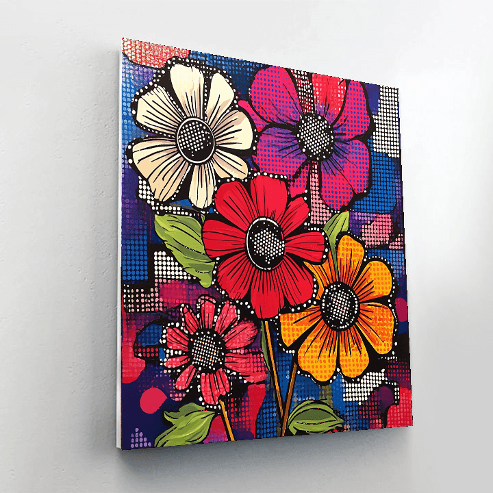 Roy Lichtenstein Inspired Modern Floral Collage  Paint By Numbers Kits