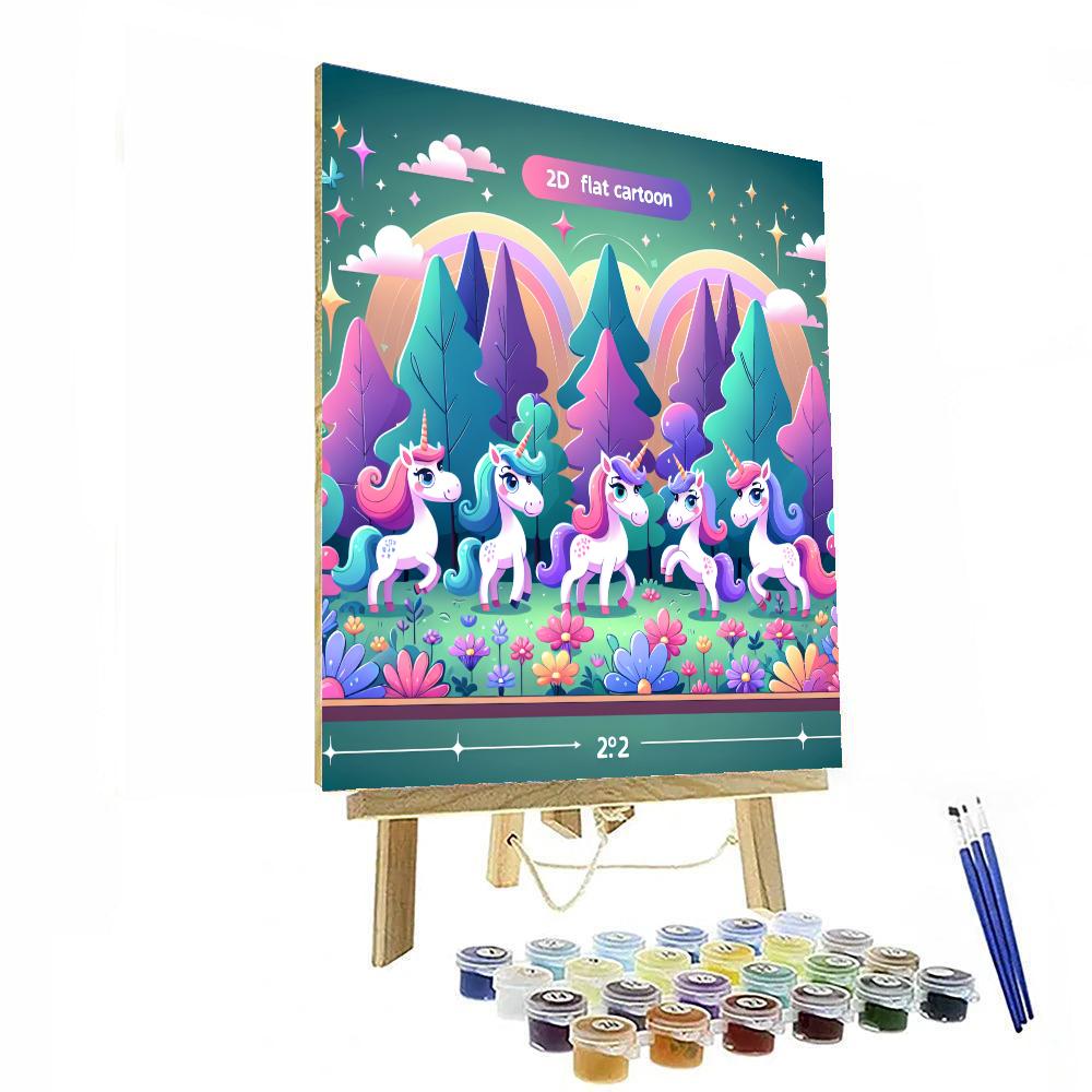 Magical Unicorns In The Enchanted Forest Paint By Numbers Kits