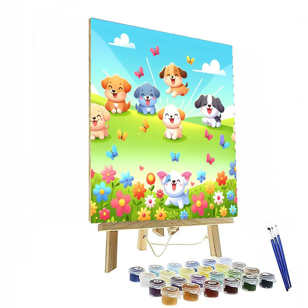 Cuddle Time With Puppies Paint By Numbers Art