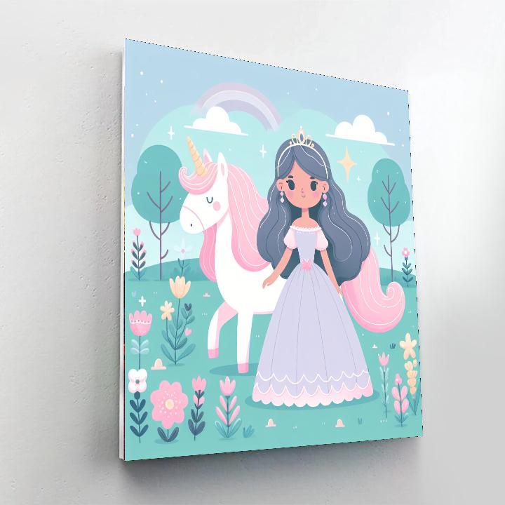 Princess And The Magic Unicorn Number Painting