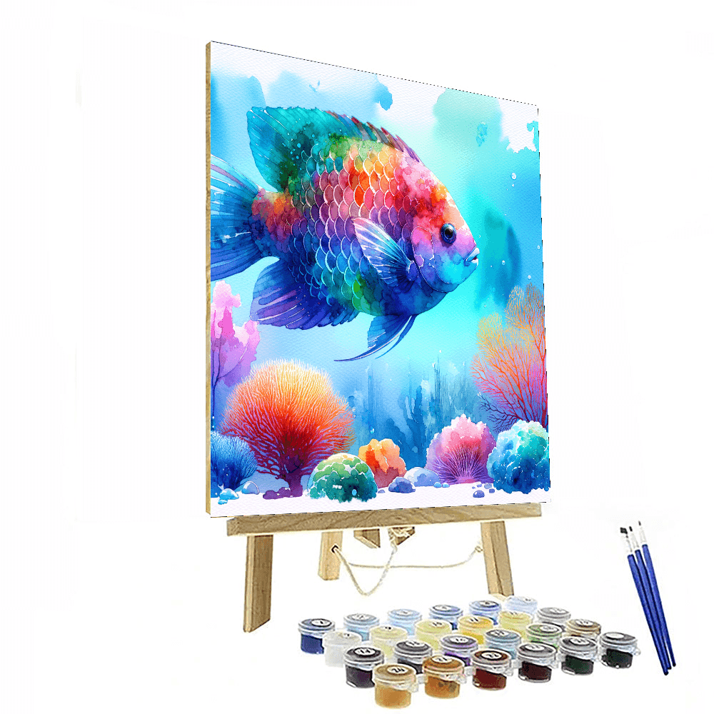 Glistening Rainbow Fish Paint By Numbers