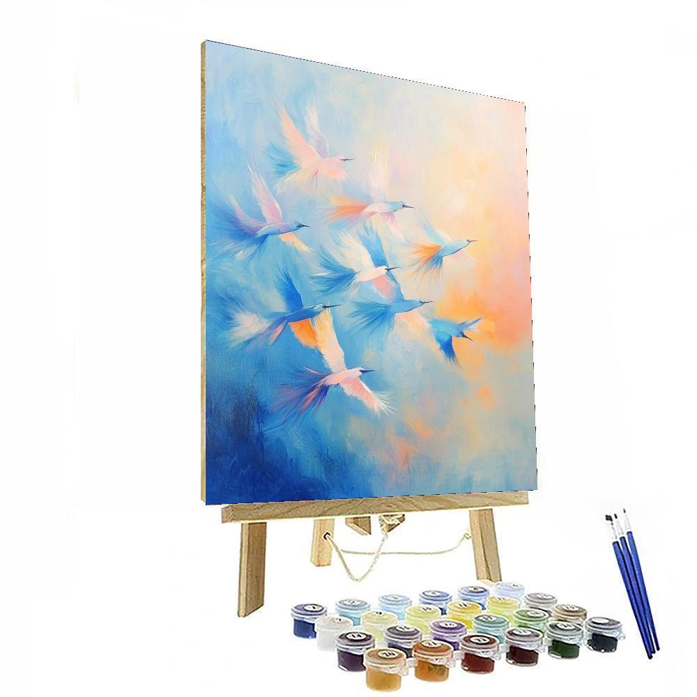 Leonardo Da Vinci Inspired Ethereal Bird's Ballet  DIY Paint By Numbers