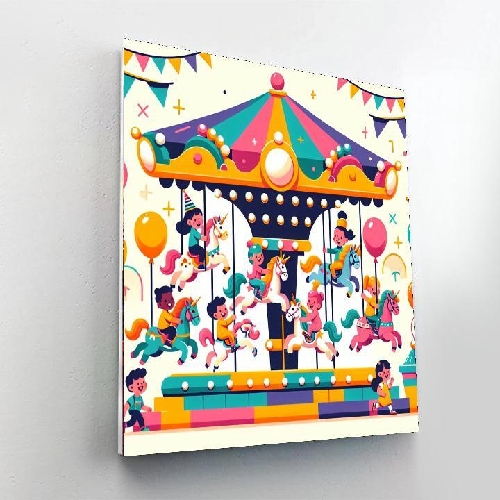 Rainbow Carousel Ride Painting Number Kit