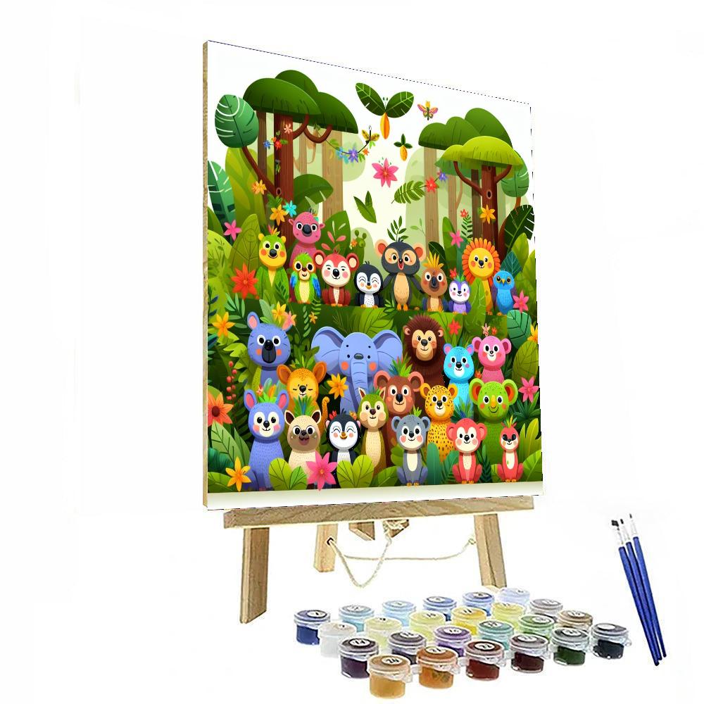 Joyful Rainforest Escape Paint By Numbers Art