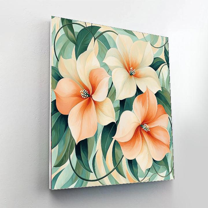 Georgia O'Keeffe Inspired Dreamlike Blossoms And Vines  Number Painting