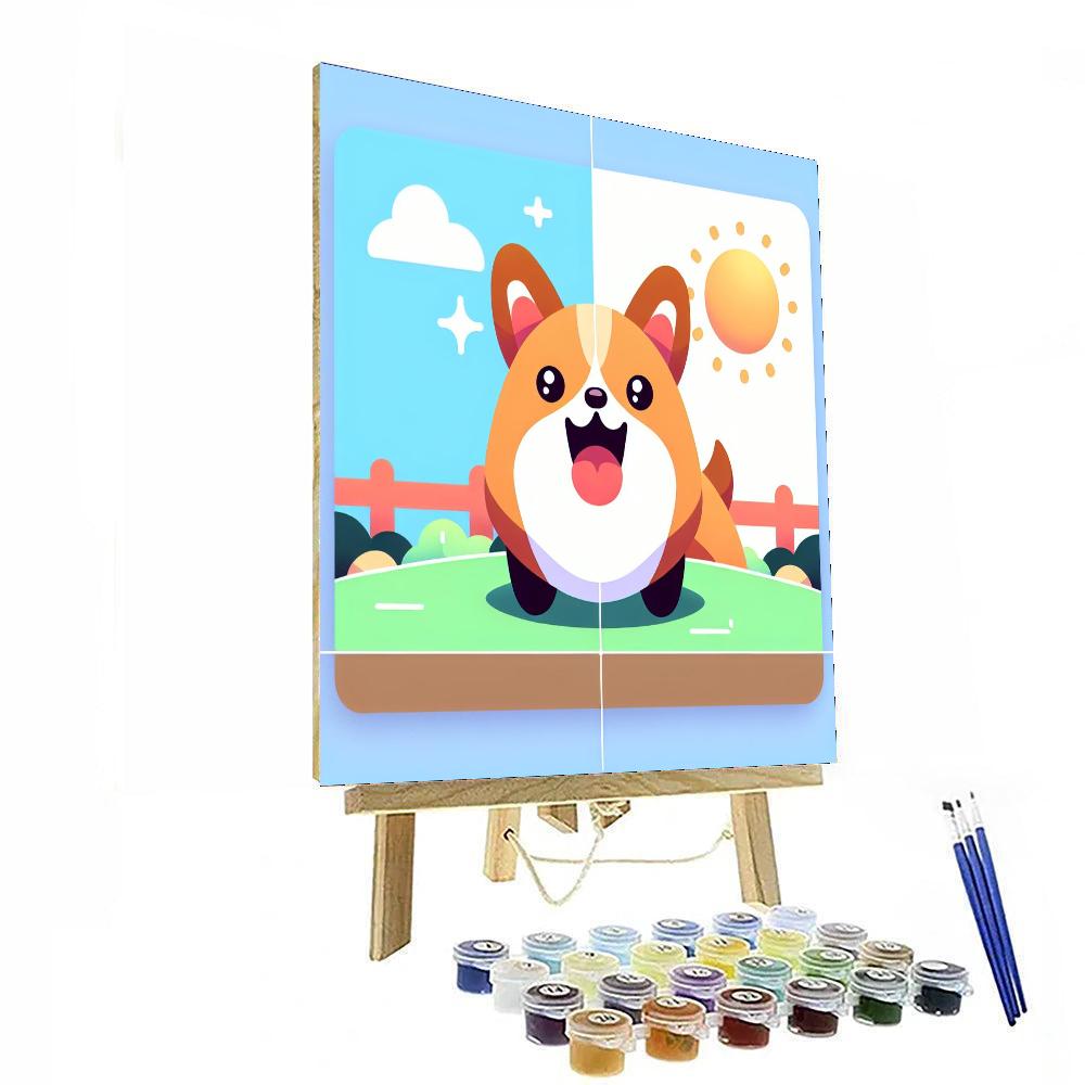 Curious Corgi's Park Stroll Paint By Color
