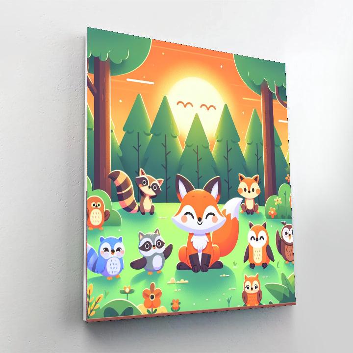 Cuddly Forest Creatures Paint By Numbers Art