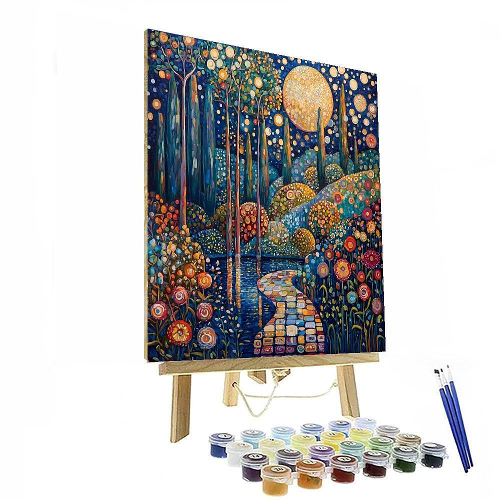 Gustav Klimt Inspired Klimt's Moonlit Garden  Numbered Painting Kits