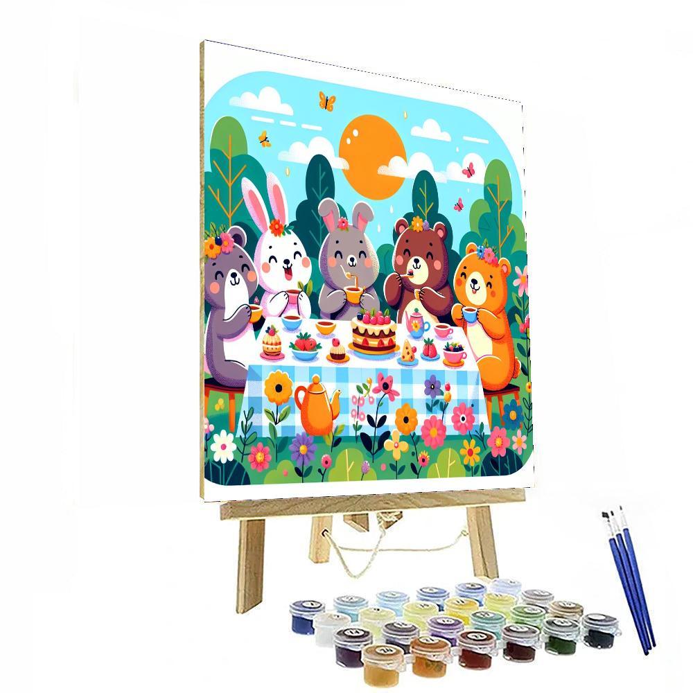 Cute Critters' Tea Party Paint By Numbers
