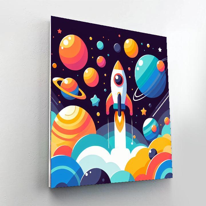 Space Adventure With Rockets Painting Number Kit