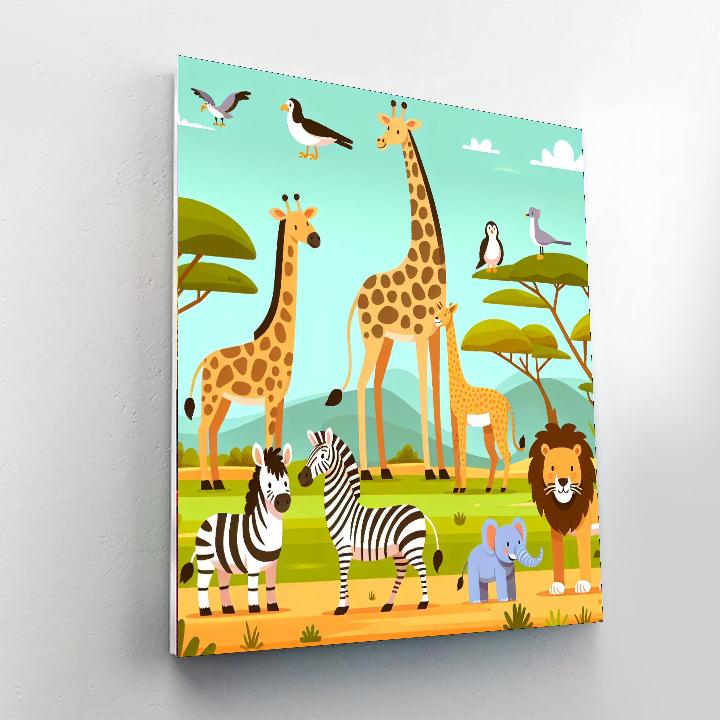 Joyful Safari Gathering Paint By Numbers Art