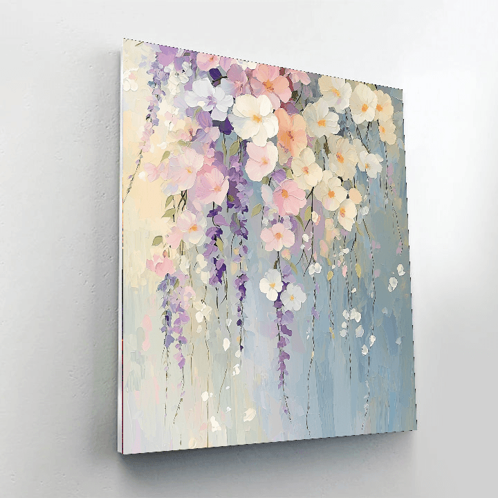 Georgia O'Keeffe Inspired Pastel Flower Cascade  Paint By Color