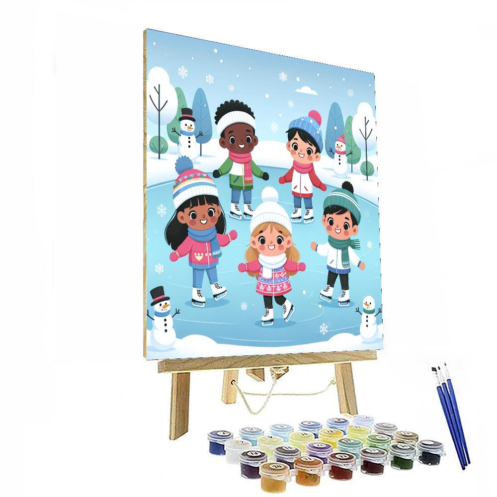 Winter Wonderland Skating Party Painting By Numbers Kit