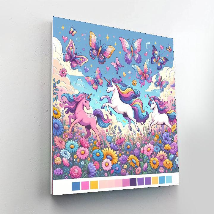 Magical Unicorns In The Meadow Painting Number Kit