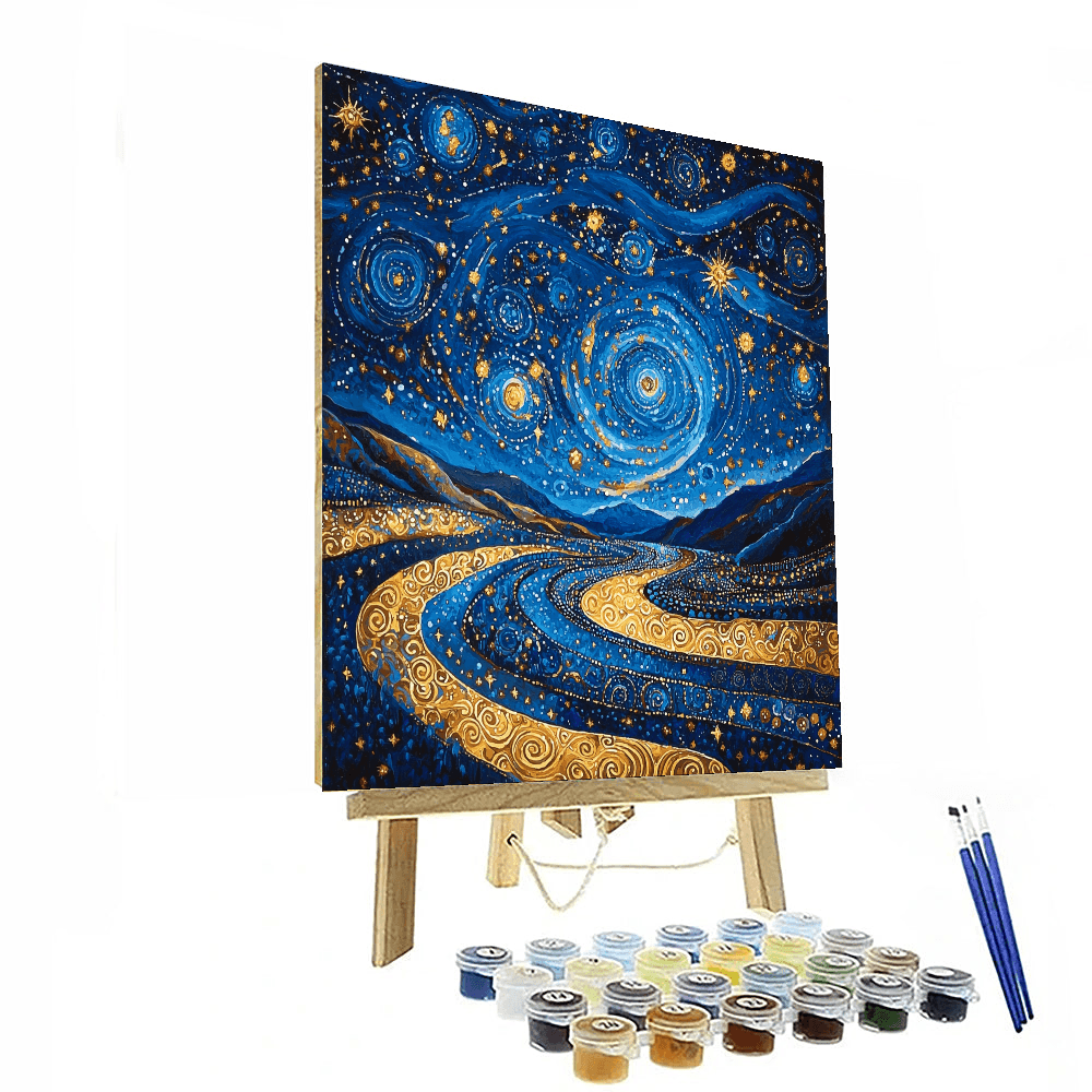 Gustav Klimt Inspired Cosmic Reflections  Paint By Numbers Kits