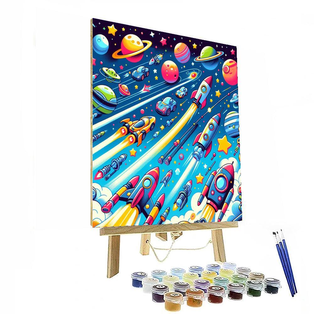 Cosmic Rocket Race Painting By Numbers Kit