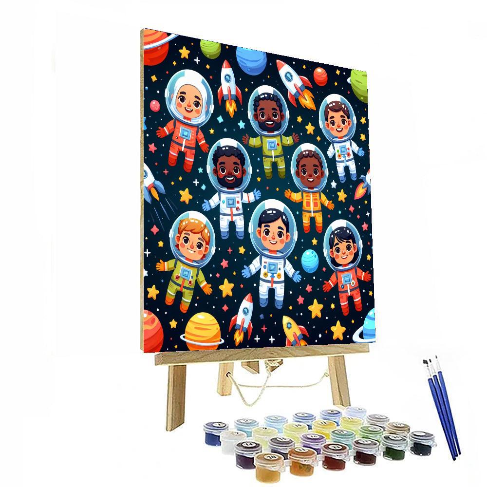 Adorable Astronauts Paint By Numbers Art