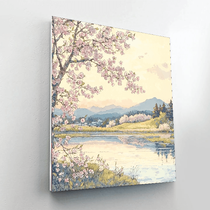 Utagawa Hiroshige Inspired Cherry Blossom Reverie  Paint By Color
