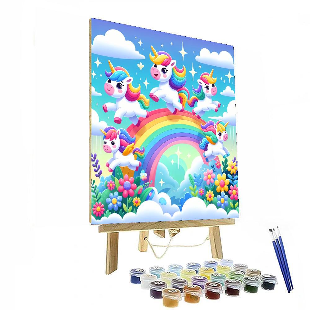 Adventure With Rainbow Unicorns Paint By Numbers Art