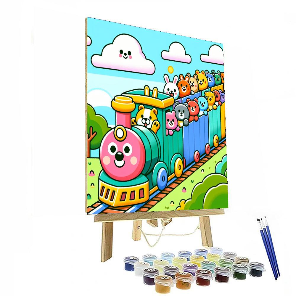 Brightly Colored Train Numbered Painting Kits