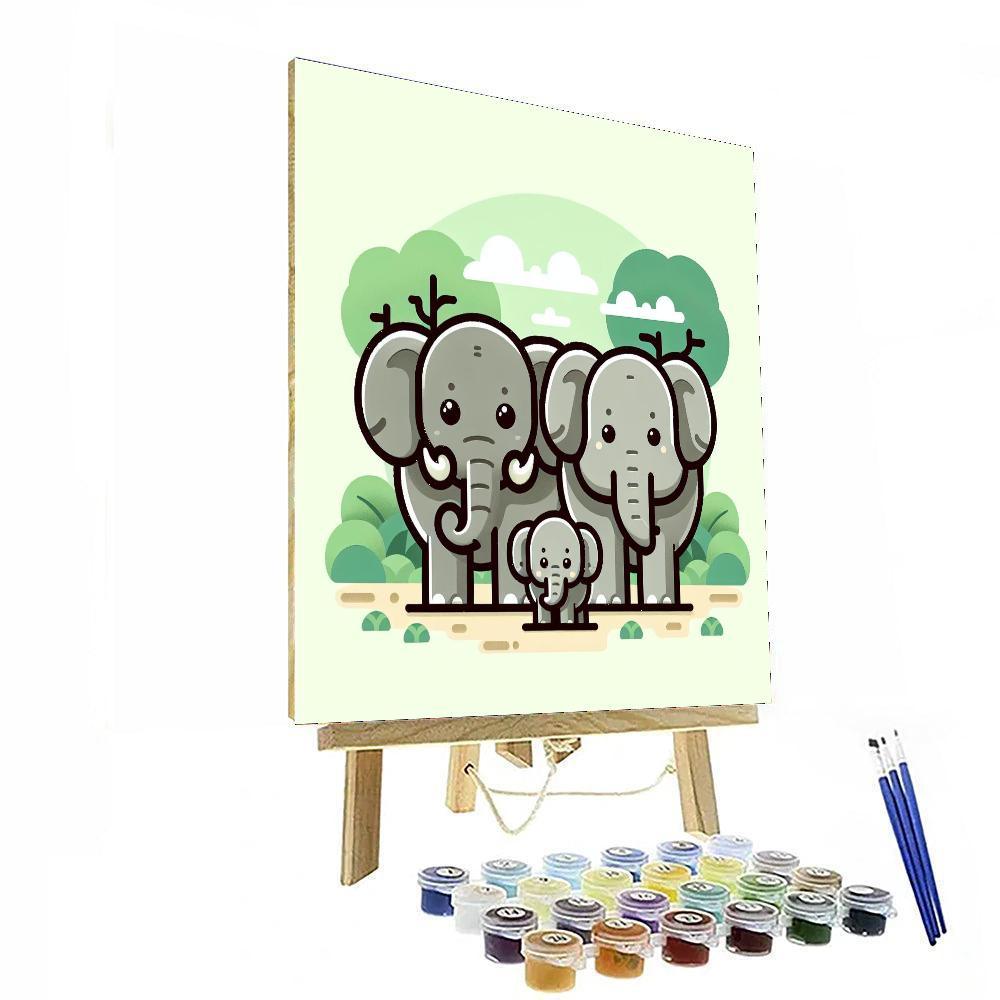 Gentle Elephant Family Paint By Color