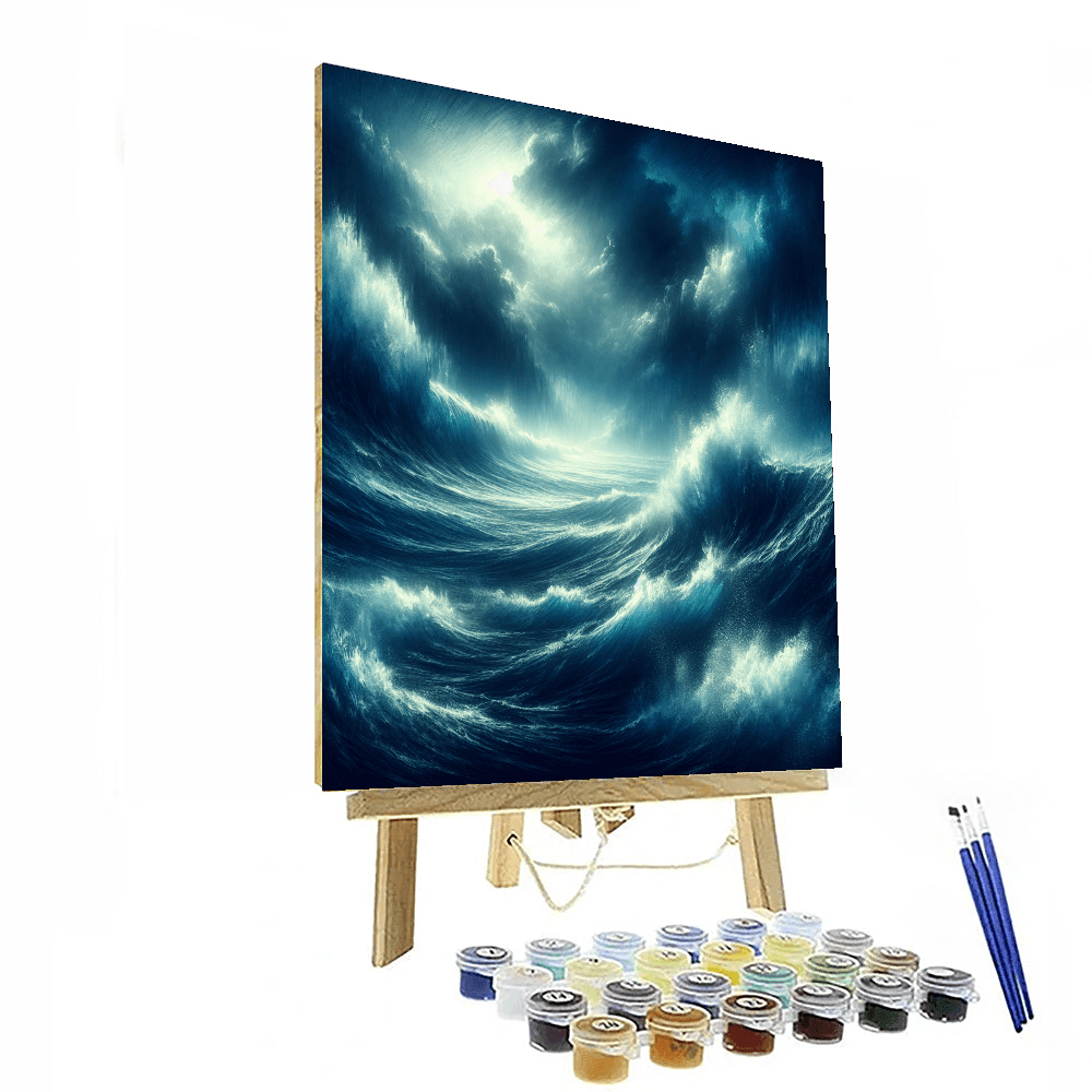 Dramatic Stormy Seas Number Painting