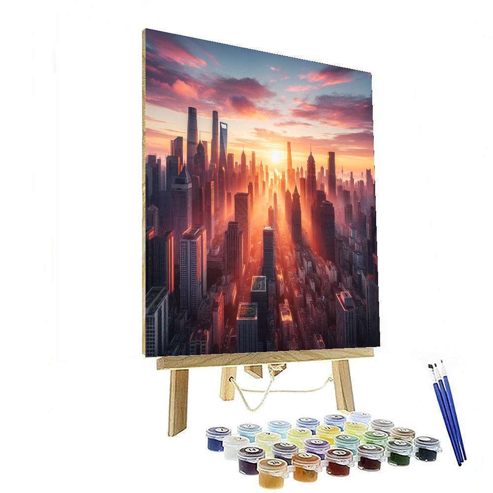 City At Dawn Paint By Numbers Art