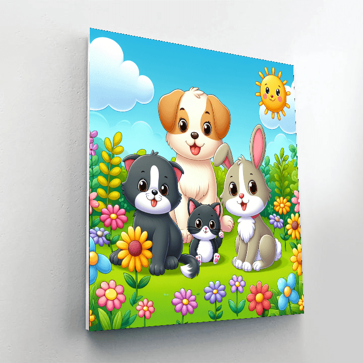 Charming Pet Paradise Painting Number Kit