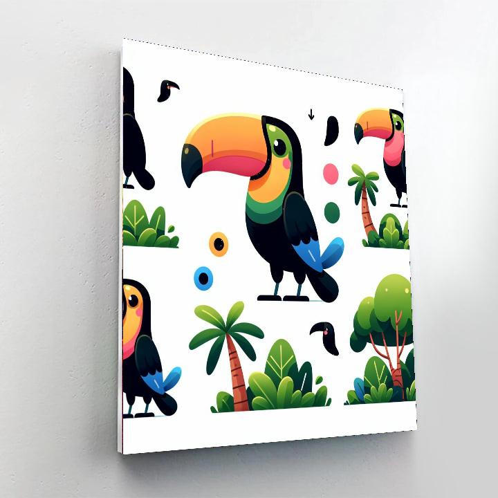 Tropical Toucans' Treetop Party Painting Number Kit